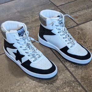VH Original Design Baddie High Top Court Sneaker Size 6.5 Black Matt Glitter